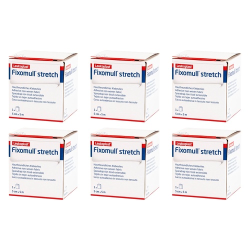 Fixomull Stretch Elastic Adhesive Tape 5cm x 5m Pack of 6