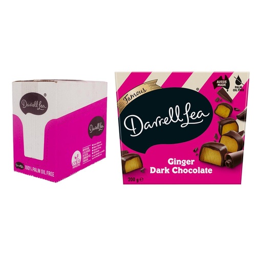 Darrell Lea Ginger Dark Chocolate Gift Box 200g Display of 6