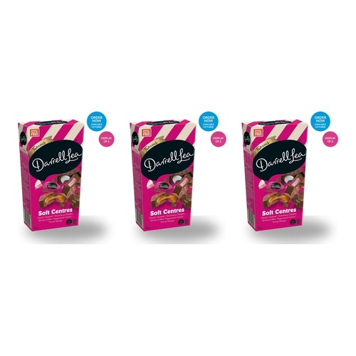 Darrell Lea Soft Centres Gift Box 255g Counter Display of 6 Bundle of 3
