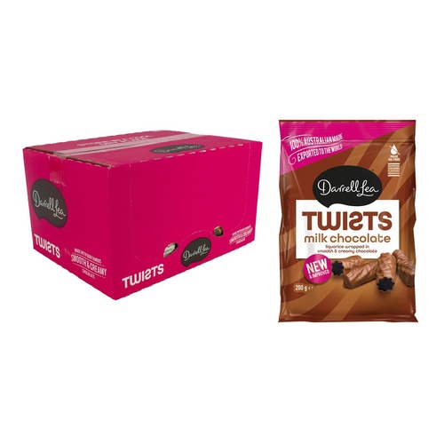 Darrell Lea Milk Chocolate Liquorice Twists 200g Display of 12