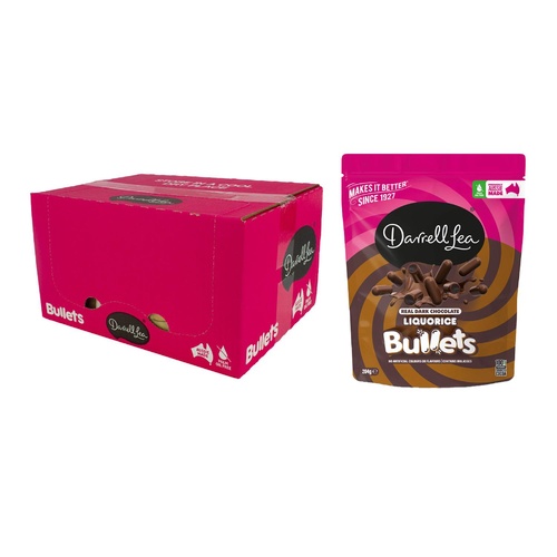 Darrell Lea Dark Chocolate Liquorice Bullets 204g Display of 12