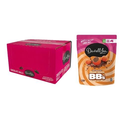 Darrell Lea Orange Crunch BB's Chocolate Balls 152g Display of 12