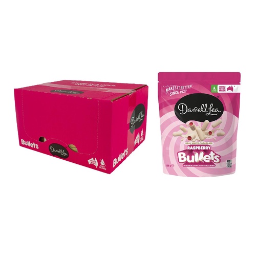 Darrell Lea White Chocolate Raspberry Bullets 150g Display of 12
