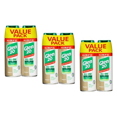 Glen 20 Disinfectant Original Aerosol Bonus Pack 2x300g Bundle of 3