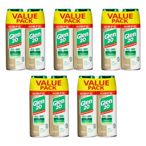Glen 20 Disinfectant Original Aerosol Bonus Pack 2x300g Bundle of 5