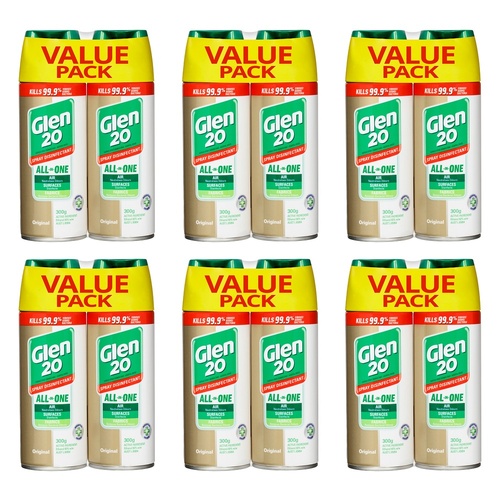 Glen 20 Disinfectant Original Aerosol Bonus Pack 2x300g Bundle of 6
