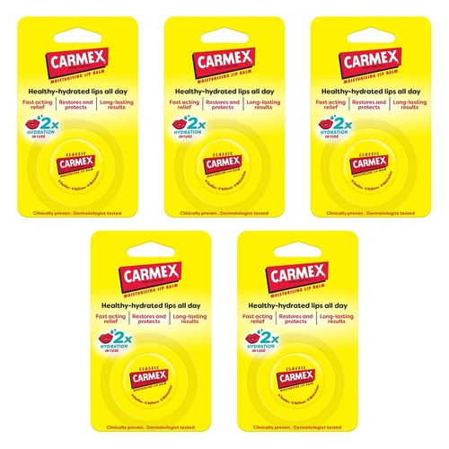 Carmex Original Jar Lip Balm 7.5g x 12 Bundle of 5