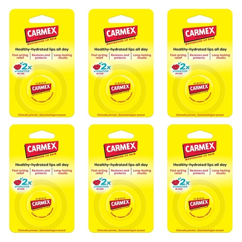 Carmex Original Jar Lip Balm 7.5g x 12 Bundle of 6