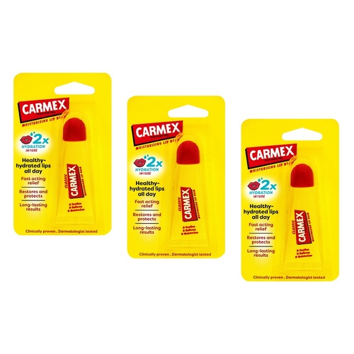 Carmex Original Squeeze Tube Lip Balm 10g x 12 Bundle of 3