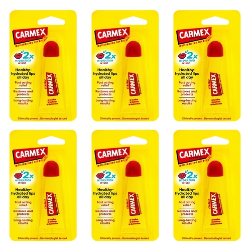 Carmex Original Squeeze Tube Lip Balm 10g x 12 Bundle of 6