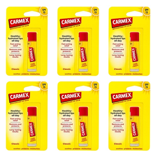 Carmex Classic Click Stick Lip Balm Original SPF15 4.25g x 12 Bundle of 6