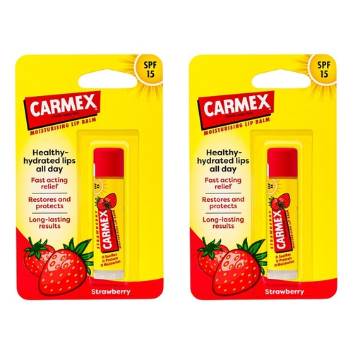 Carmex Classic Click Stick Lip Balm Strawberry SPF15 4.25g x 12 Bundle of 2