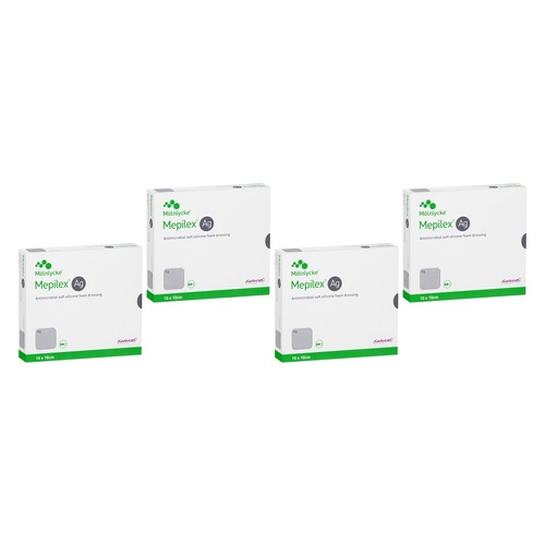 Mepilex Ag Antimicrobial Silicone Foam Dressing 10cm x 10cm 5 Pieces Pack of 4