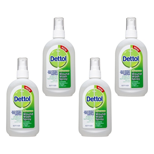 Dettol Antiseptic Wound Wash Spray 100mL Pack of 4