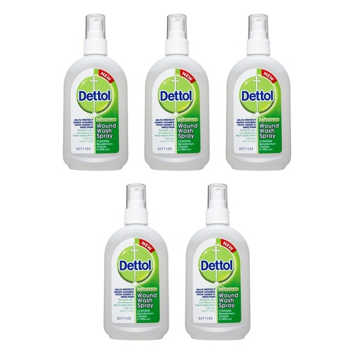 Dettol Antiseptic Wound Wash Spray 100mL Pack of 5