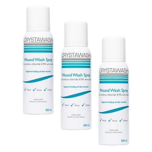 Crystawash Wound Wash Spray 100mL Pack of 3
