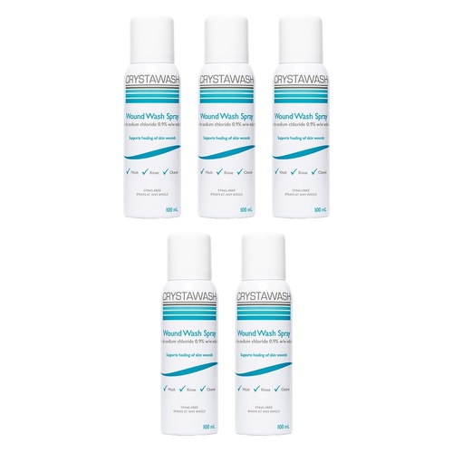 Crystawash Wound Wash Spray 100mL Pack of 5