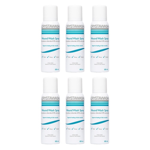 Crystawash Wound Wash Spray 100mL Pack of 6
