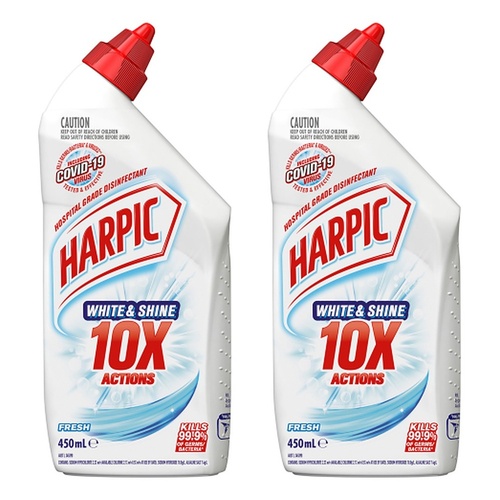 Harpic White & Shine Toilet Cleaner Fresh 450mL x 8 Bundle of 2
