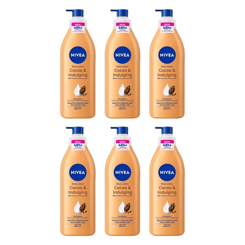 NIVEA Cocoa & Indulging Body Lotion, Long-Lasting Moisture, 400mL Pack of 6