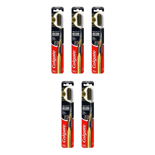 Colgate Slim Soft Advanced Charcoal Bristles Ultra Soft Toothbrush Pack of 5