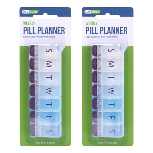 Ezy Dose 7 Day Push Button Pill Reminder Medium Pack of 2