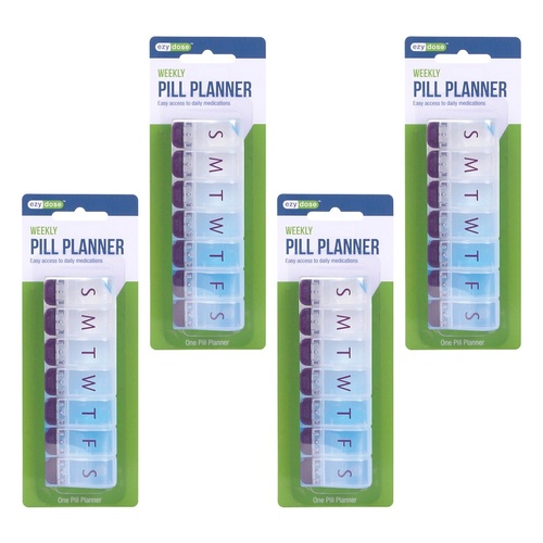 Ezy Dose 7 Day Push Button Pill Reminder Medium Pack of 4