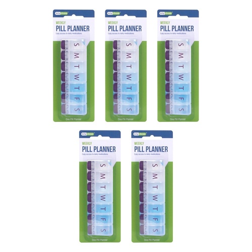 Ezy Dose 7 Day Push Button Pill Reminder Medium Pack of 5