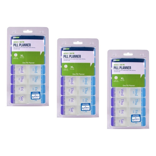Ezy Dose 7 Day Push Button Pill Reminder Extra Large Pack of 3