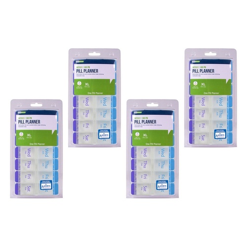 Ezy Dose 7 Day Push Button Pill Reminder Extra Large Pack of 4