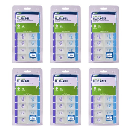 Ezy Dose 7 Day Push Button Pill Reminder Extra Large Pack of 6