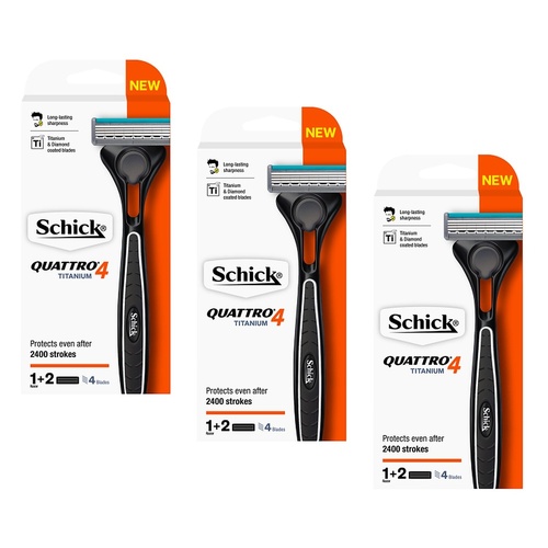 Schick Quattro Titanium 4 Razor Pack of 3