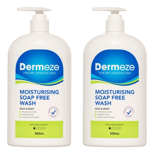 Dermeze Moisturising Soap Free Wash 500mL Pack of 2