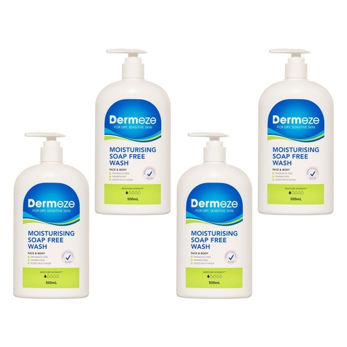Dermeze Moisturising Soap Free Wash 500mL Pack of 4