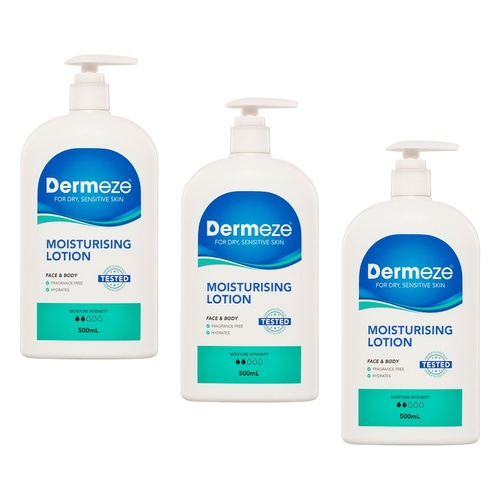Dermeze Moisturising Lotion 500mL Pack of 3