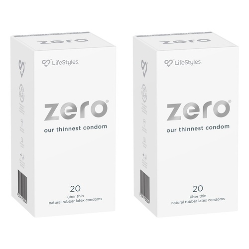 LifeStyles Zero Condoms 20 Pack Bundle of 2