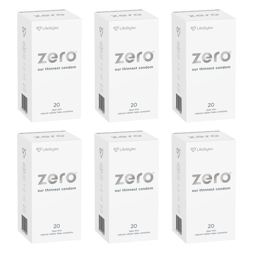 LifeStyles Zero Condoms 20 Pack Bundle of 6
