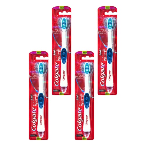 Colgate 360 Optic White Sonic Power Toothbrush Medium Pack of 4
