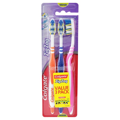 Colgate ZigZag Toothbrush Value Pack Medium 3 Pack