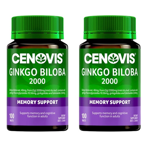 Cenovis Ginkgo Biloba 2000 Memory Support 100 Tablets Pack of 2