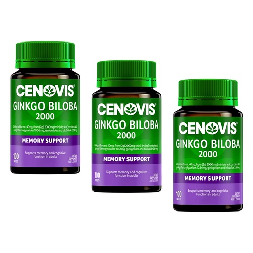 Cenovis Ginkgo Biloba 2000 Memory Support 100 Tablets Pack of 3