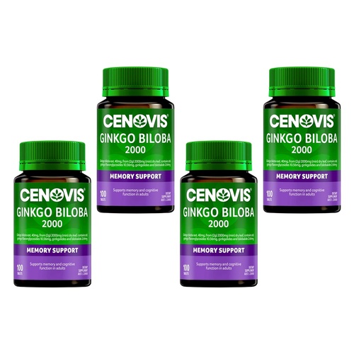 Cenovis Ginkgo Biloba 2000 Memory Support 100 Tablets Pack of 4