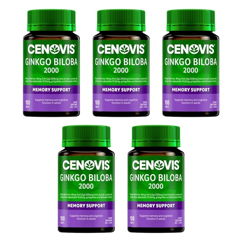 Cenovis Ginkgo Biloba 2000 Memory Support 100 Tablets Pack of 5