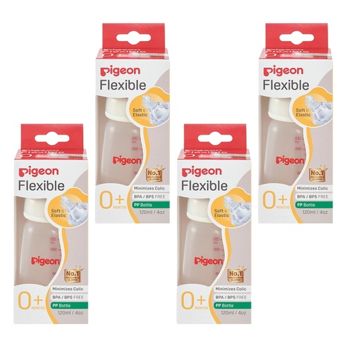 Pigeon Slim Neck PP Bottle 120mL Pack of 4