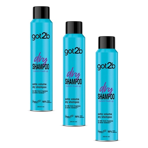 Got2B Dry Shampoo Instant Fresh Up Extra Volume 200mL Pack of 3