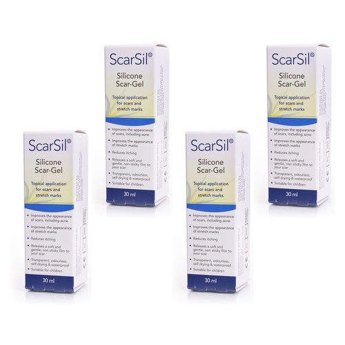 Scar Heal ScarSil Silicone Scar Gel 30mL Pack of 4