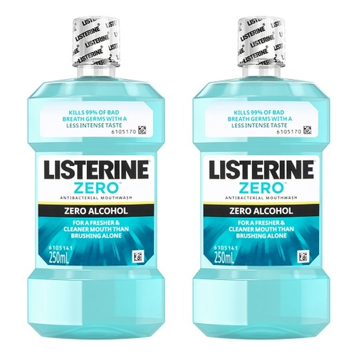 Listerine Zero Alcohol Antibacterial Mouthwash 250mL Pack of 2