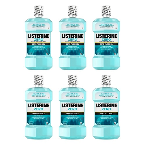 Listerine Zero Mouthwash with Fluoride 500mL Pack of 6