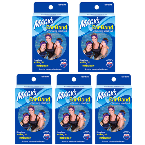 Macks Ear Band Headband 5 Pack Neoprene Swim Headband Keeps Water Out