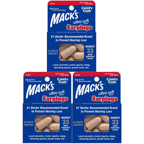 Macks Ultra Soft Foam Earplugs 5 Pair Pack Of 3 Comfort Noise Blocker